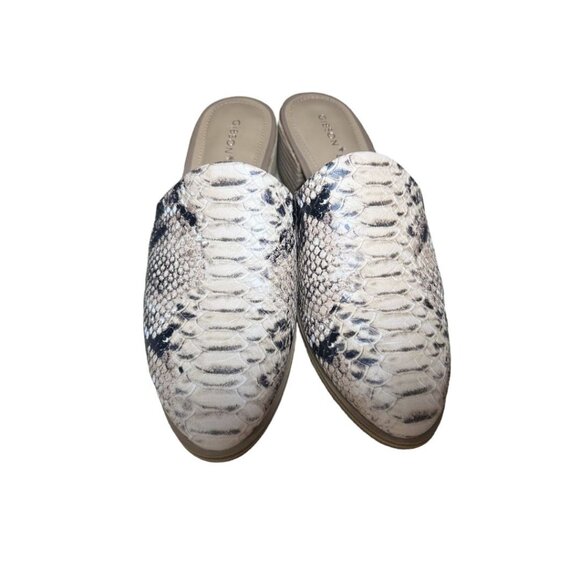 Gibson Latimer Size 7.5 Goat Leather Snake Print Slip-On Slides Heel - Picture 2 of 7